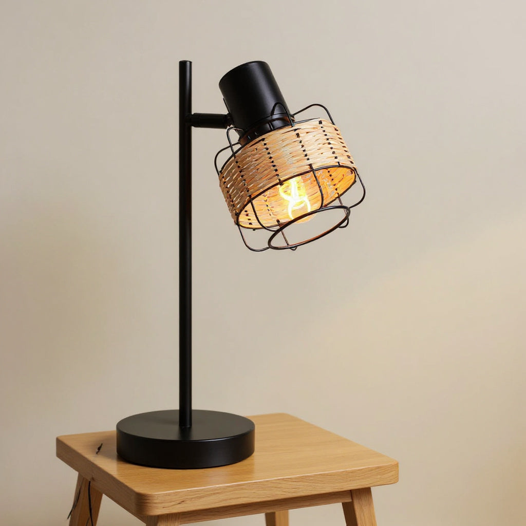 Vintage Rattan Bedside Lamp