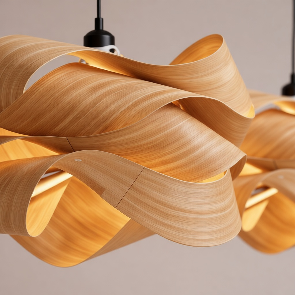 Wave Wood Veneer Ceiling Lamp
