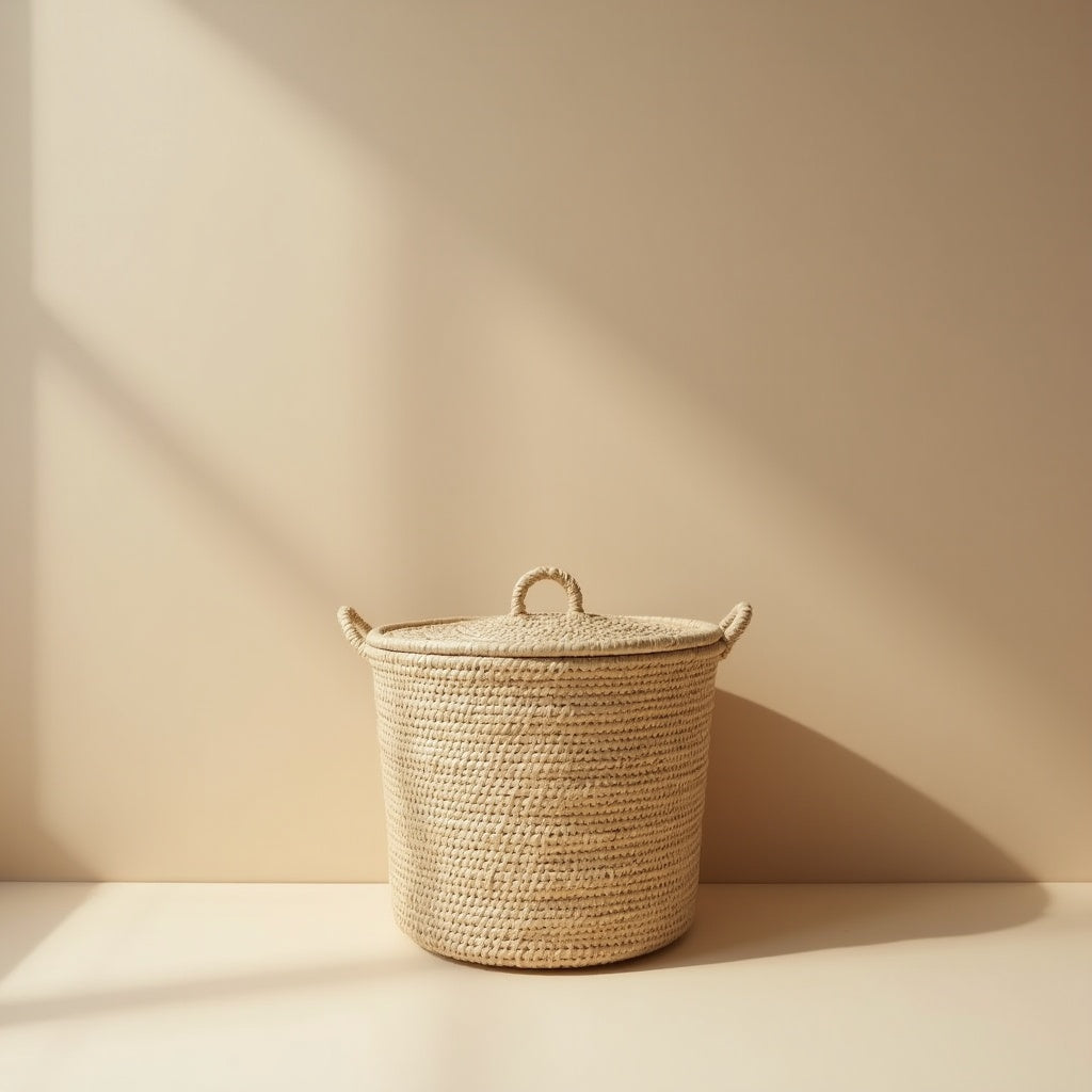 Rattan Lidded Basket