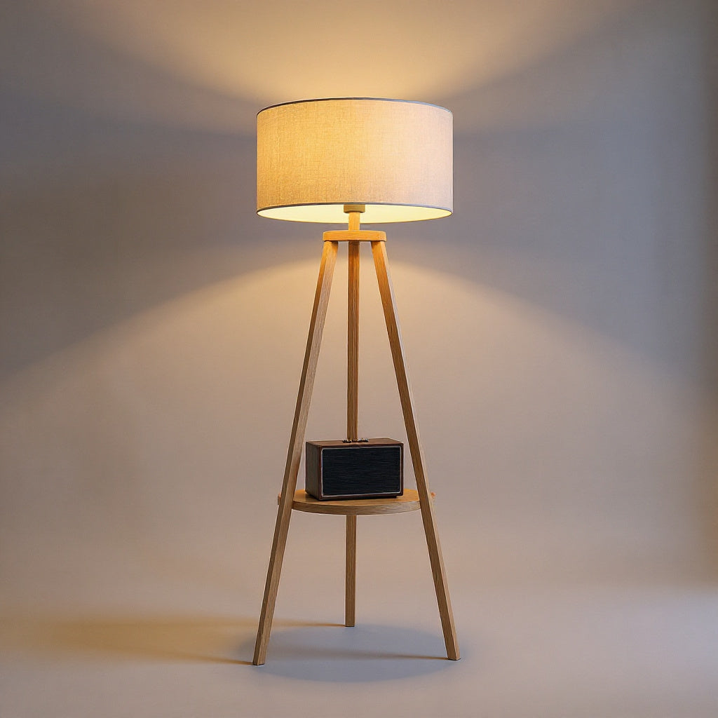 Wooden Shelf Floor Lamp