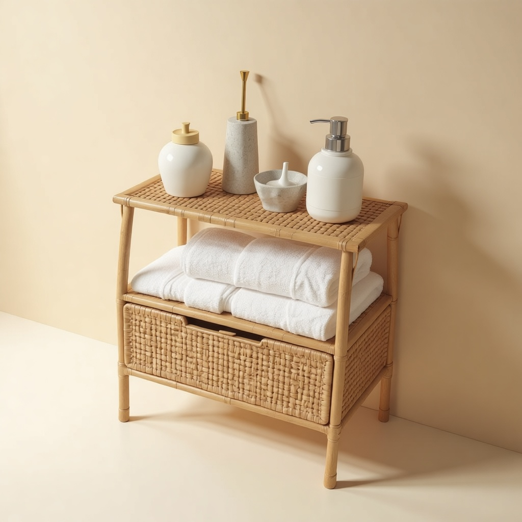Rattan Bathroom Shelf