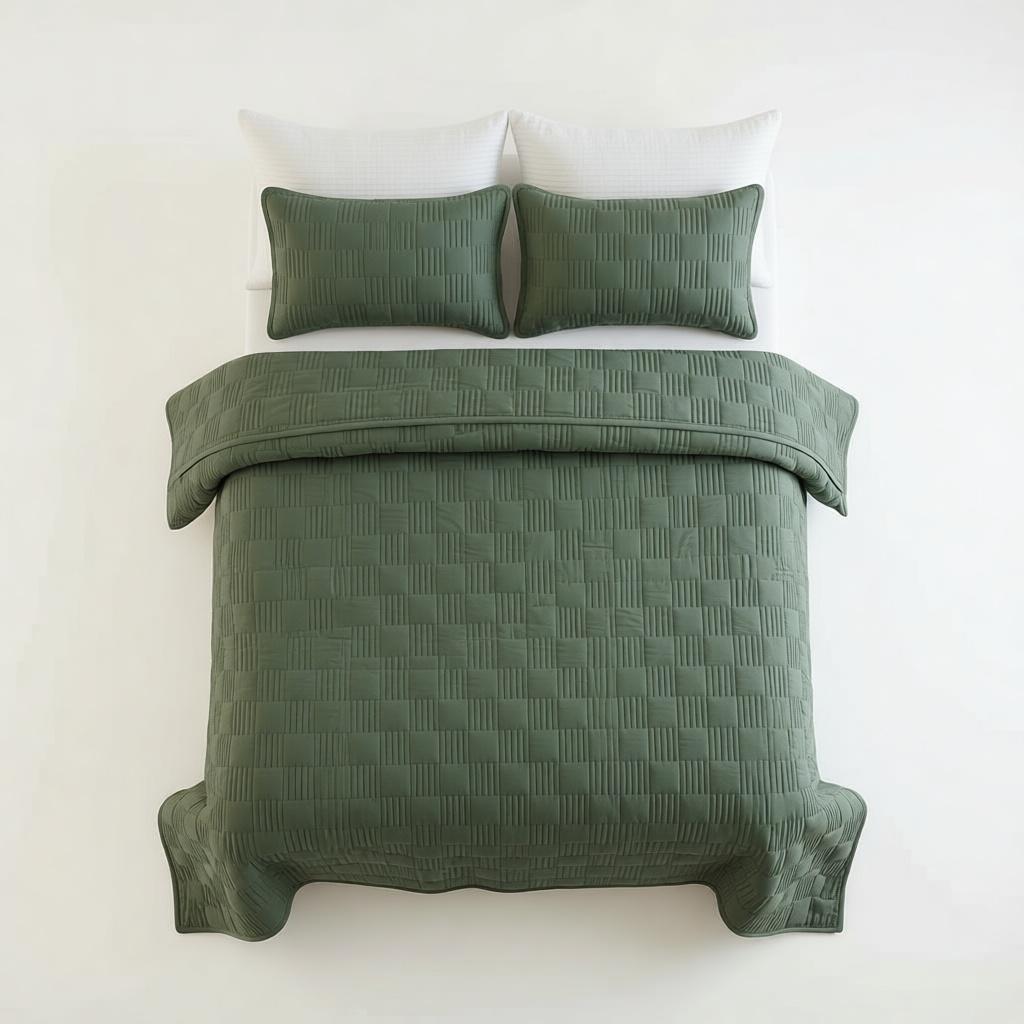 Solid Quilted Bedspread Set shown in full