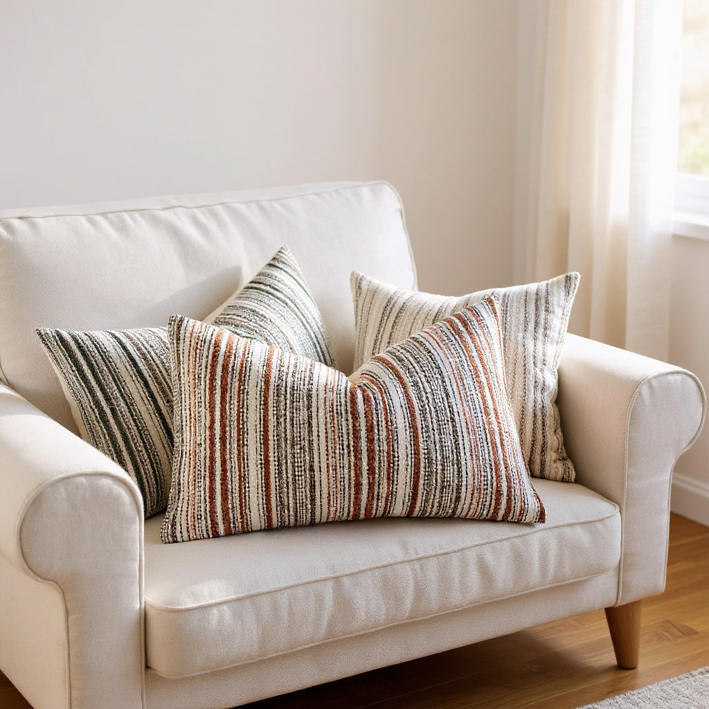 Striped Bouclé Cushion Cover