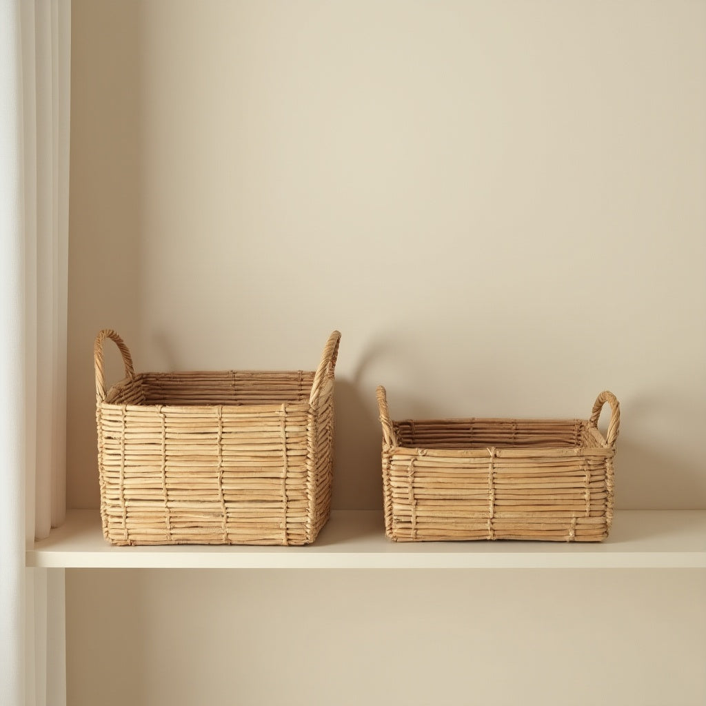 Bamboo Shelf Basket Set