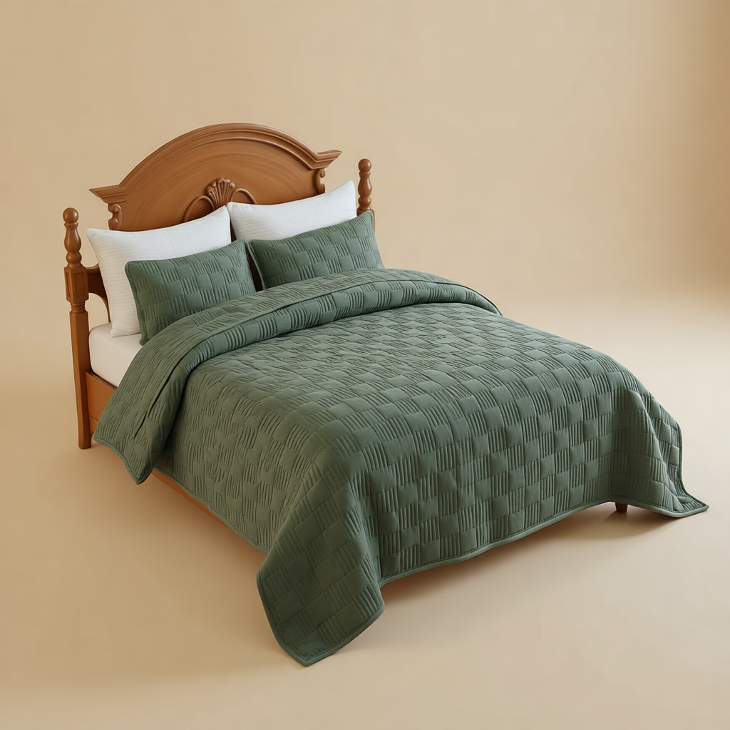 Solid Quilted Bedspread Set