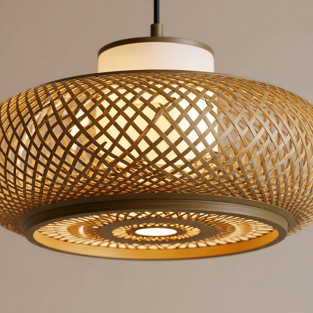 Bamboo Three-Light Ceiling Lamp