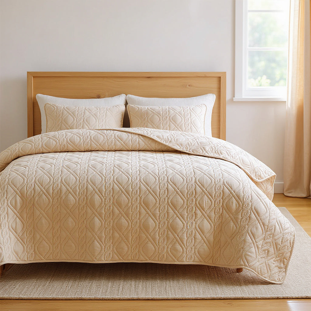 Quilted Bedspread Set — Geometric