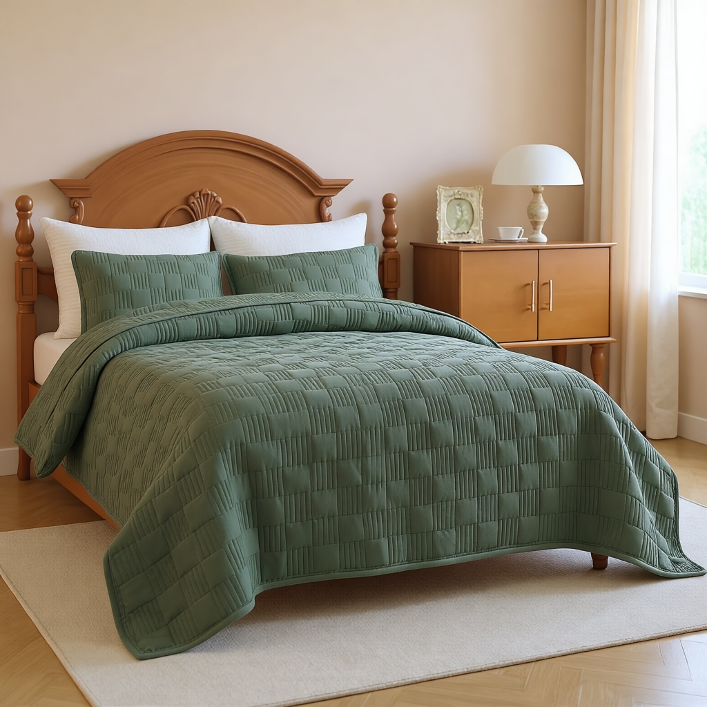 Solid Quilted Bedspread Set