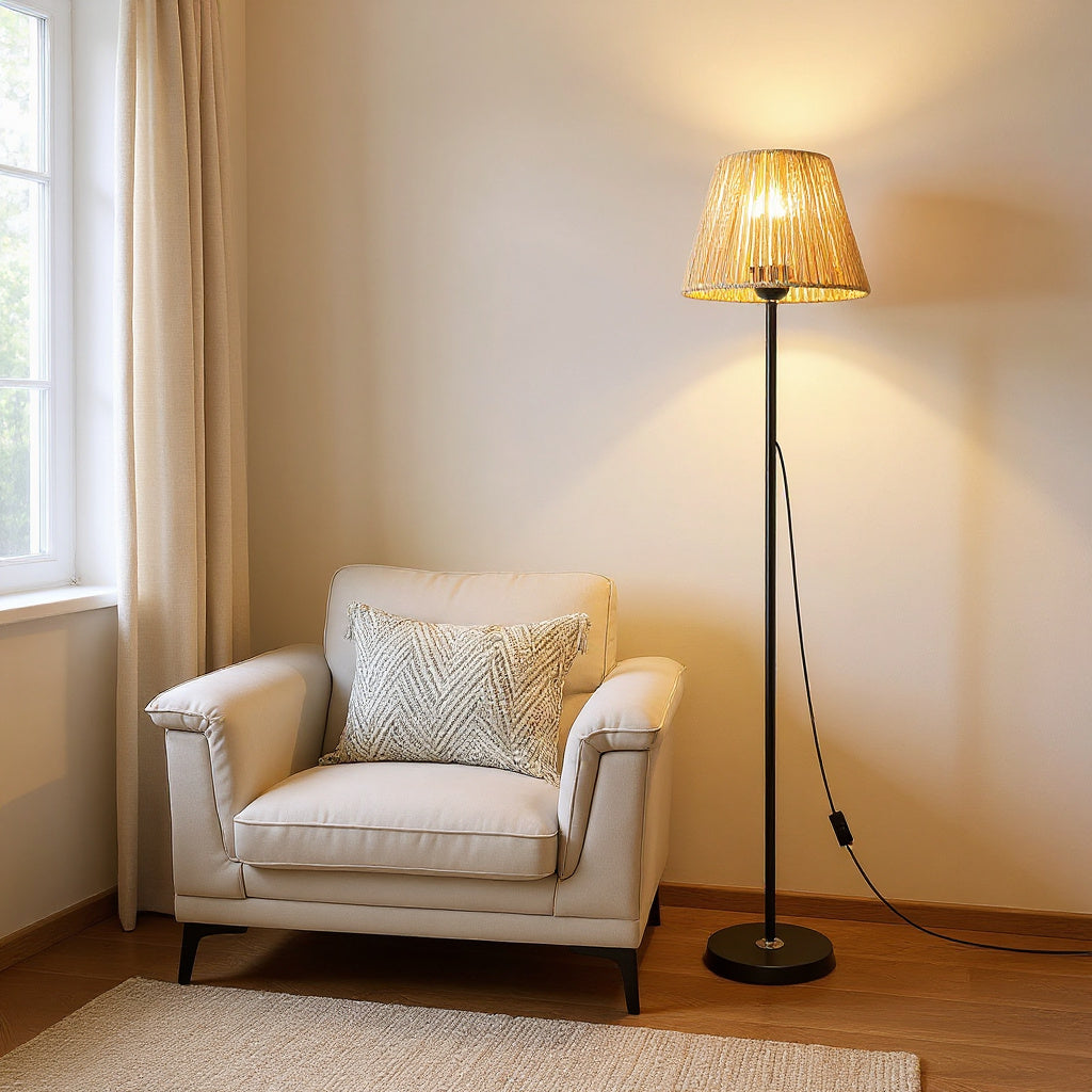 Hand-Woven Shade Floor Lamp