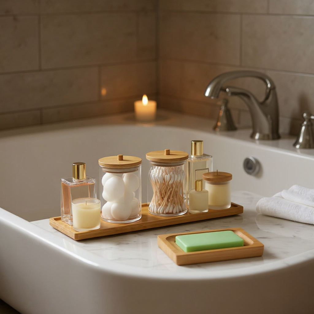 Bamboo Soap Dish & Tray Set