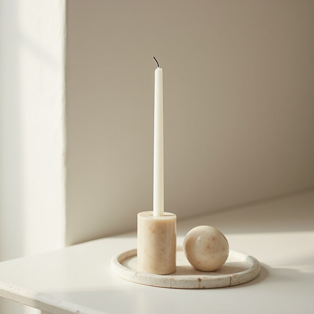 Cera Travertine Candle Holder