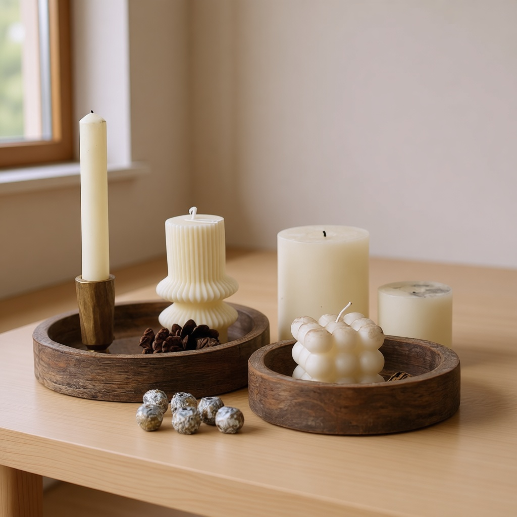 Rustic Wooden Candle Tray