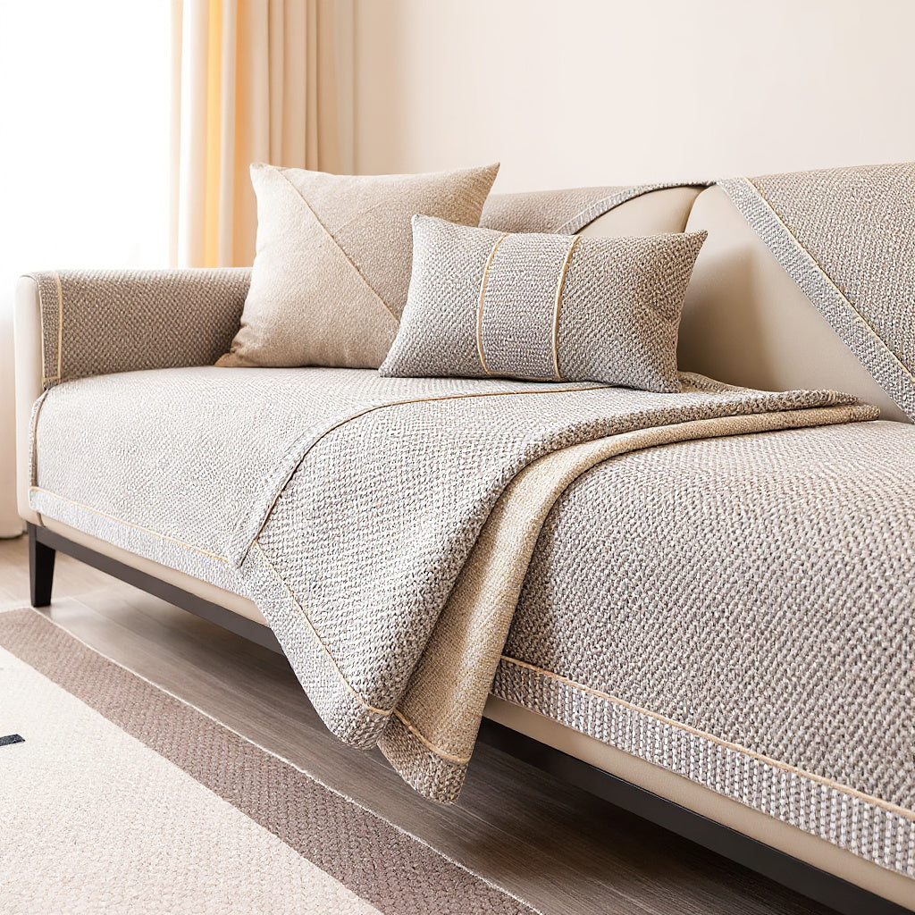 Woven Cotton-Linen Sofa Seat Cover