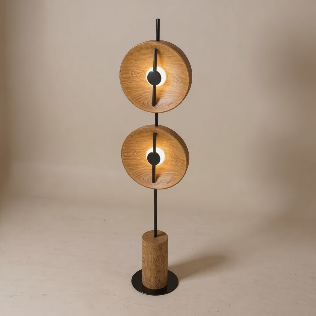 Solid Wood Sculptural Floor Lamp